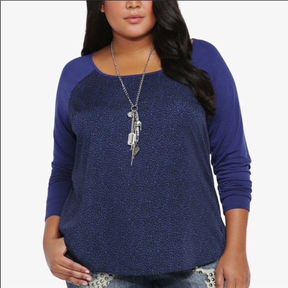 torrid Tops - Torrid Royal Leopard print raglan long sleeve top